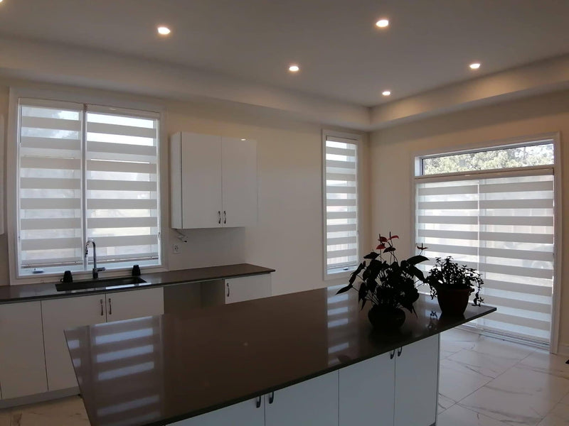 zebra blinds living room installation new jersey — Ibiza Premium Shades custom blinds